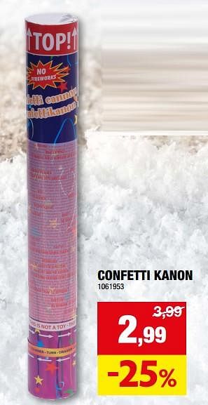 Promotions Confetti kanon - Produit maison - Hubo  - Valide de 13/12/2023 à 24/12/2023 chez Hubo