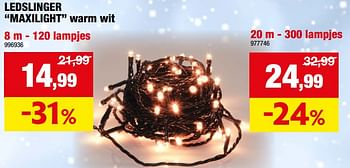 Promoties Ledslinger maxilight warm wit - Huismerk - Hubo  - Geldig van 13/12/2023 tot 24/12/2023 bij Hubo