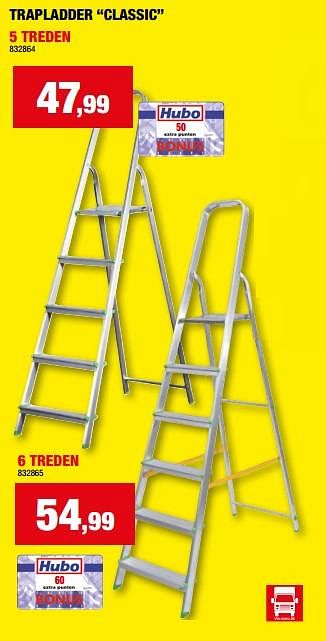 Promoties Trapladder classic 5 treden - Huismerk - Hubo  - Geldig van 13/12/2023 tot 24/12/2023 bij Hubo