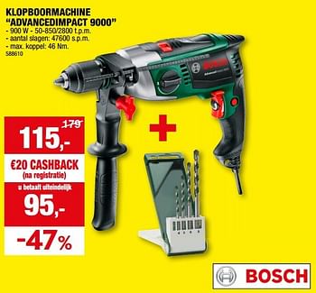 Promoties Bosch klopboormachine advancedimpact 9000 - Bosch - Geldig van 13/12/2023 tot 24/12/2023 bij Hubo