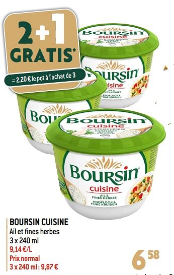 Promotions Boursin cuisine - Boursin - Valide de 06/12/2023 à 31/12/2023 chez Match