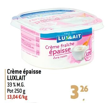 Promotions Crème épaisse luxlait - Luxlait - Valide de 06/12/2023 à 31/12/2023 chez Match