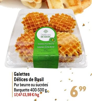 Promoties Galettes délices de basil - Les délices de Basil - Geldig van 06/12/2023 tot 31/12/2023 bij Match