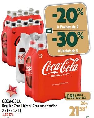 Promotions Coca-cola regular, zero, light ou zero sans caféine - Coca Cola - Valide de 13/12/2023 à 19/12/2023 chez Smatch