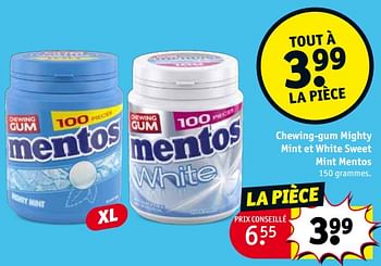 Promotions Chewing-gum mighty mint et white sweet mint mentos - Mentos - Valide de 12/12/2023 à 24/12/2023 chez Kruidvat