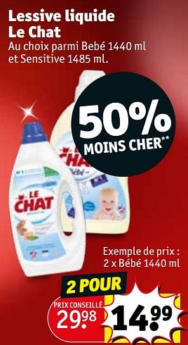 Promotions Lessive liquide le chat bébé - Le Chat - Valide de 12/12/2023 à 24/12/2023 chez Kruidvat