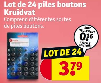 Promotions Lot de 24 piles boutons kruidvat - Produit maison - Kruidvat - Valide de 12/12/2023 à 24/12/2023 chez Kruidvat