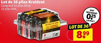 Promotions Lot de 36 piles kruidvat - Produit maison - Kruidvat - Valide de 12/12/2023 à 24/12/2023 chez Kruidvat