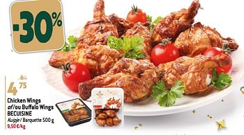 Promoties Chicken wings of -ou buffalo wings becuisine - Becuisine - Geldig van 13/12/2023 tot 19/12/2023 bij Match
