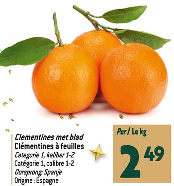 Promoties Clementines met blad clémentines à feuilles - Huismerk - Match - Geldig van 13/12/2023 tot 19/12/2023 bij Match