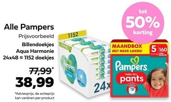 Promoties Billendoekjes aqua harmonie - Pampers - Geldig van 10/12/2023 tot 24/12/2023 bij Plein