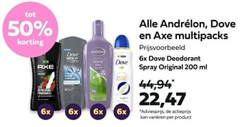 Promoties Dove deodorant spray original - Dove - Geldig van 10/12/2023 tot 24/12/2023 bij Plein