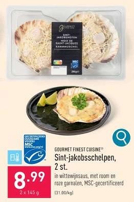 Promoties Sint-jakobsschelpen - Gourmet Finest Cuisine - Geldig van 18/12/2023 tot 29/12/2023 bij Aldi
