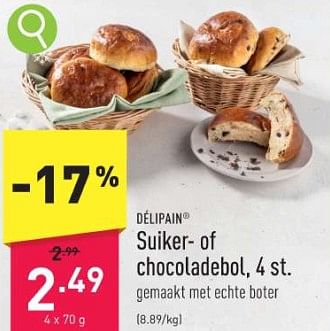 Promoties Suiker- of chocoladebol - Delipain - Geldig van 18/12/2023 tot 24/12/2023 bij Aldi