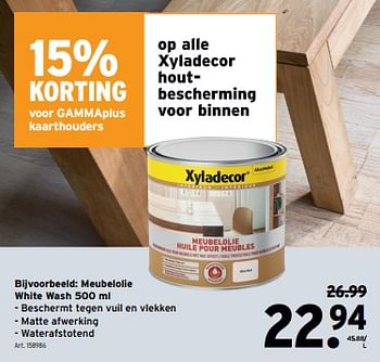 Promoties Xyladecor houtbescherming meubelolie white wash - Xyladecor - Geldig van 13/12/2023 tot 19/12/2023 bij Gamma