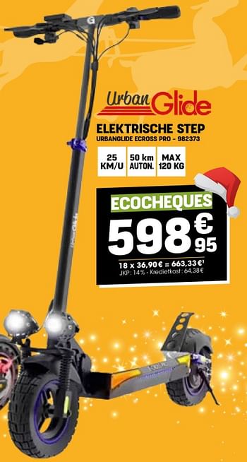 Promoties Elektrische step urbanglide ecross pro - Urbanglide - Geldig van 14/12/2023 tot 20/12/2023 bij Electro Depot