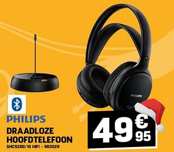 Promoties Philips draadloze hoofdtelefoon shc5200-10 hifi - Philips - Geldig van 14/12/2023 tot 20/12/2023 bij Electro Depot