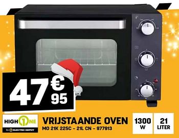 Promoties Highone vrijstaande oven mo 21k 225c - 21l cn - HighOne - Geldig van 14/12/2023 tot 20/12/2023 bij Electro Depot
