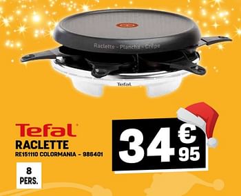 Promoties Tefal raclette re151110 colormania - Tefal - Geldig van 14/12/2023 tot 20/12/2023 bij Electro Depot