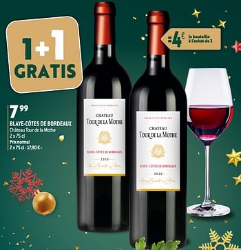Promoties Blaye-côtes de bordeaux château tour de la mothe - Rode wijnen - Geldig van 13/12/2023 tot 19/12/2023 bij Match