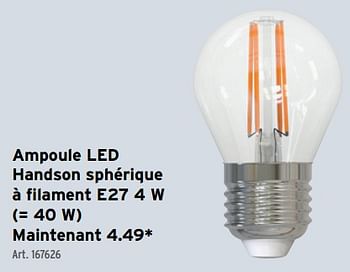 Promotions Ampoule led handson sphérique à filament e27 - Handson - Valide de 13/12/2023 à 19/12/2023 chez Gamma