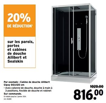 Promotions Cabine de douche allibert gipsy - Allibert - Valide de 13/12/2023 à 19/12/2023 chez Gamma