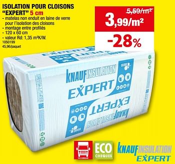Promotions Isolation pour cloisons expert - Knauf - Valide de 13/12/2023 à 24/12/2023 chez Hubo