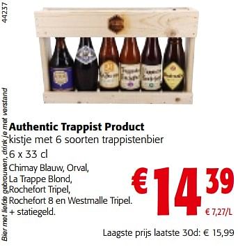 Promotions Authentic trappist product kistje met 6 soorten trappistenbier - Produit maison - Colruyt - Valide de 13/12/2023 à 31/12/2023 chez Colruyt