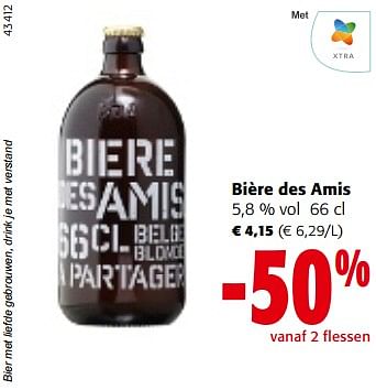 Promoties Bière des amis 5,8 % vol - Bière Des Amis - Geldig van 13/12/2023 tot 31/12/2023 bij Colruyt