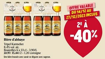 Promotions Bière d’abbaye tripel karmeliet - TRipel Karmeliet - Valide de 14/12/2023 à 20/12/2023 chez Delhaize