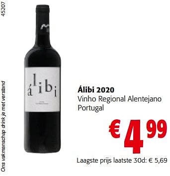 Promoties Álibi 2020 vinho regional alentejano portugal - Rode wijnen - Geldig van 13/12/2023 tot 31/12/2023 bij Colruyt