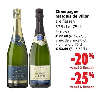 Promotions Champagne marquis de villon alle flessen - Marquis De Villon - Valide de 13/12/2023 à 31/12/2023 chez Colruyt