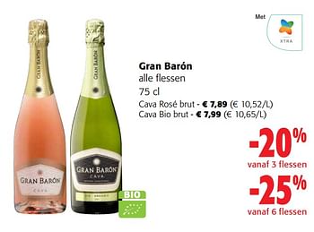 Promoties Gran barón alle flessen - Schuimwijnen - Geldig van 13/12/2023 tot 31/12/2023 bij Colruyt