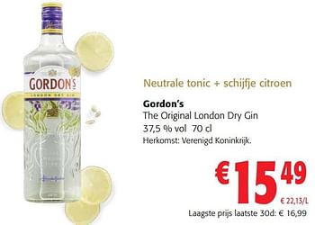 Promoties Gordon’s the original london dry gin - Gordon's - Geldig van 13/12/2023 tot 31/12/2023 bij Colruyt