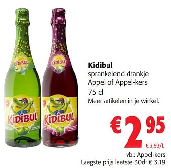 Promotions Kidibul sprankelend drankje appel-kers - Kidibul - Valide de 13/12/2023 à 31/12/2023 chez Colruyt