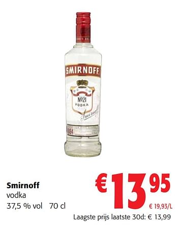 Promoties Smirnoff vodka - Smirnoff - Geldig van 13/12/2023 tot 31/12/2023 bij Colruyt