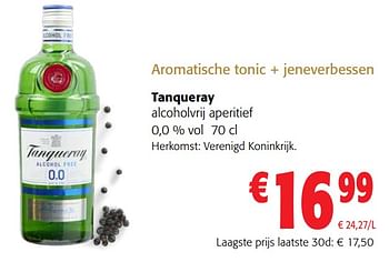Promoties Tanqueray alcoholvrij aperitief - Tanqueray - Geldig van 13/12/2023 tot 31/12/2023 bij Colruyt