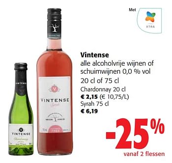 Promoties Vintense alle alcoholvrije wijnen of schuimwijnen - Schuimwijnen - Geldig van 13/12/2023 tot 31/12/2023 bij Colruyt