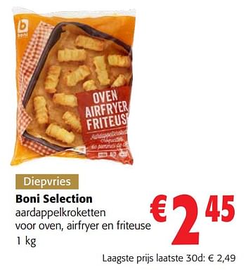 Promoties Boni selection aardappelkroketten voor oven, airfryer en friteuse - Boni - Geldig van 13/12/2023 tot 31/12/2023 bij Colruyt
