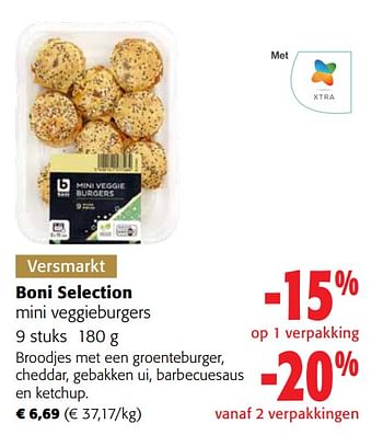 Promoties Boni selection mini veggieburgers - Boni - Geldig van 13/12/2023 tot 31/12/2023 bij Colruyt