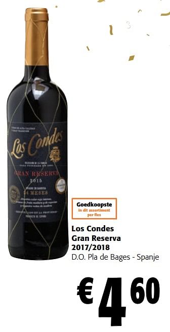 Promotions Los condes gran reserva 2017-2018 d.o. pla de bages - spanje - Vins rouges - Valide de 13/12/2023 à 31/12/2023 chez Colruyt