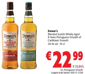 Promoties Dewar`s blended scotch whisky aged 8 years portuguese smooth - Dewar's - Geldig van 13/12/2023 tot 31/12/2023 bij Colruyt