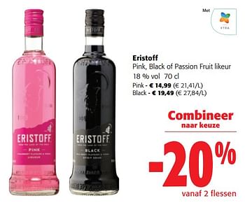 Promoties Eristoff pink, black of passion fruit likeur - Eristoff - Geldig van 13/12/2023 tot 31/12/2023 bij Colruyt