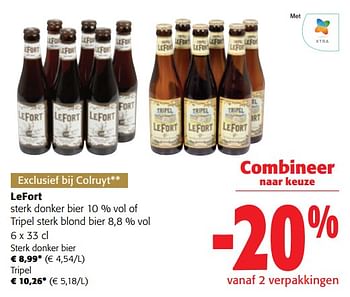 Promoties Lefort sterk donker bier of tripel sterk blond bier - Lefort - Geldig van 13/12/2023 tot 31/12/2023 bij Colruyt