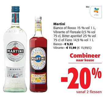 Promoties Martini bianco of rosso vibrante of floreale bitter aperitief - Martini - Geldig van 13/12/2023 tot 31/12/2023 bij Colruyt