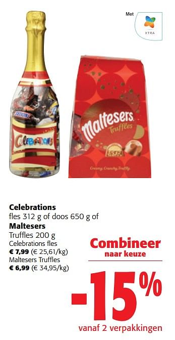 Promoties Celebrations fles of doos of maltesers truffles - Huismerk - Colruyt - Geldig van 13/12/2023 tot 31/12/2023 bij Colruyt