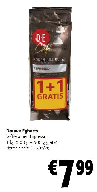 Promoties Douwe egberts koffiebonen espresso - Douwe Egberts - Geldig van 13/12/2023 tot 31/12/2023 bij Colruyt