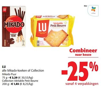 Promoties Lu alle mikado-koeken of collection - Lu - Geldig van 13/12/2023 tot 31/12/2023 bij Colruyt