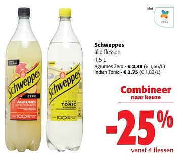 Promoties Schweppes alle flessen - Schweppes - Geldig van 13/12/2023 tot 31/12/2023 bij Colruyt