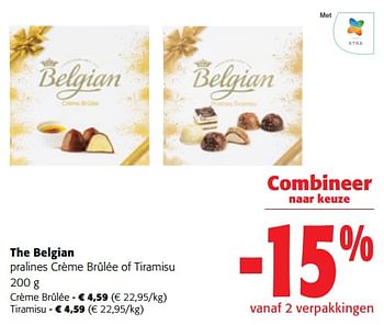 Promoties The belgian pralines crème brûlée of tiramisu - The Belgian - Geldig van 13/12/2023 tot 31/12/2023 bij Colruyt